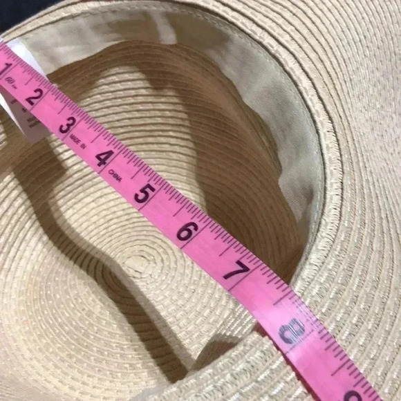 Floppy Straw Hat Natural color - Out of the Office painted on slogan, black band - Picture 5 of 6